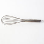 Side view of rust-resistant stainless steel wire whisk for kitchen use
