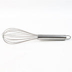 Stainless steel balloon whisk used for mixing batters and sauces
